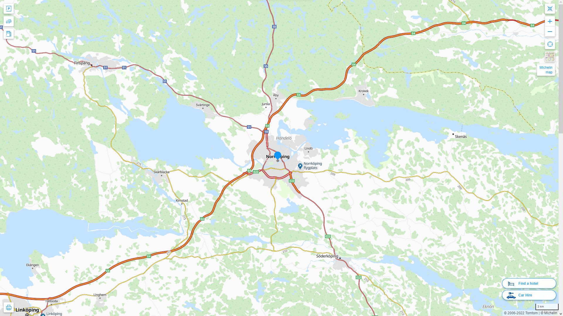 Norrkoping Suede Autoroute et carte routiere